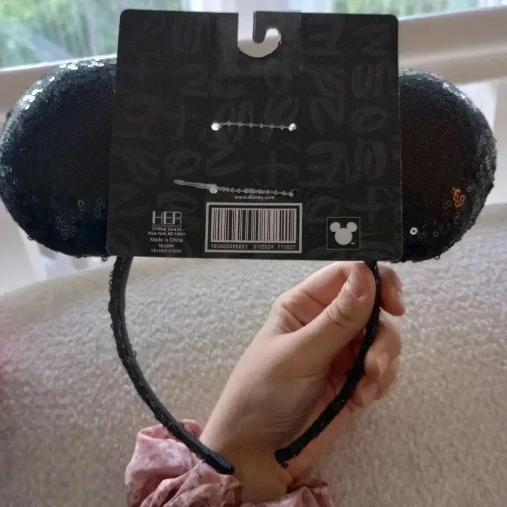 Black silver mini Mickey Mouse girls collector headbands sequins Disney princess